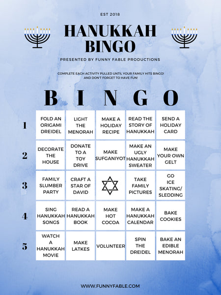 Holiday Bingo Board - Hanukkah Edition